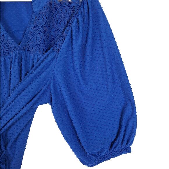 Zac & Rachel Blue Textured Blouse - Picture 3 of 7